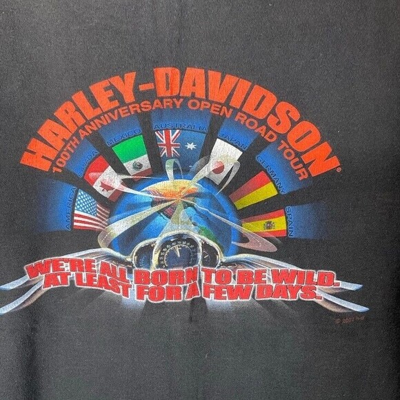 Harley Davidson Vintage 2003 XL T-Shirt Black 100th Anniversary Open Road Tour - Picture 4 of 9